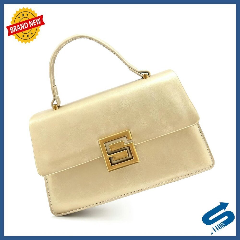 Small Vegan Leather Satchel Crossbody Bag with Top Handle